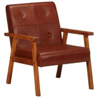 Fauteuil echt leer bruin - thumbnail