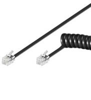 Goobay 68002 telefoonkoptelefoon spiraalkabel, platte kabel met RJ10-stekker (4P4C) naar RJ10-stekker (4P4C); zwart; 4 meter - thumbnail