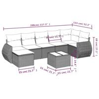 8-delige Loungeset met kussens poly rattan grijs - thumbnail