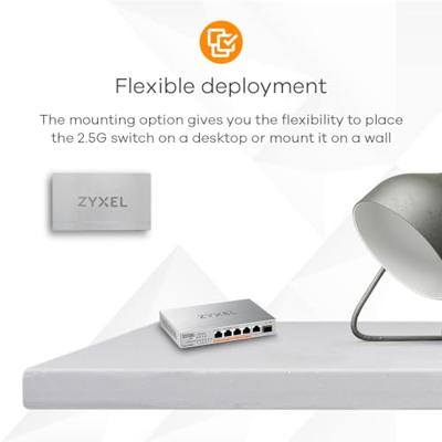 Zyxel XMG-105HP Unmanaged 2.5G Ethernet (100/1000/2500) Power over Ethernet (PoE) Zilver
