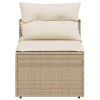 Tuinbanken 2 st zonder armleuning met kussens poly rattan beige - thumbnail