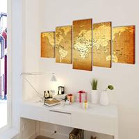VidaXL Canvas muurdruk print set wereldkaart 100 x 50 cm - thumbnail