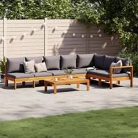 5-delige Loungeset met kussens massief acaciahout - thumbnail