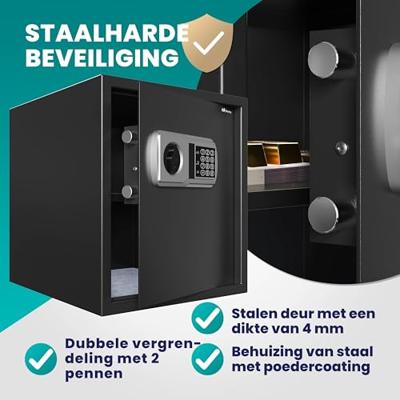 Kluis met elektronisch slot incl. licht deurdikte 4mm zwart