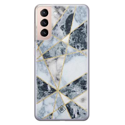 Samsung Galaxy S21 Plus siliconen hoesje - Marmer blauw Samsung Galaxy S21 Plus siliconen hoesje - Marmer blauw