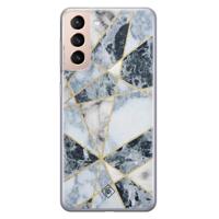 Samsung Galaxy S21 Plus siliconen hoesje - Marmer blauw - thumbnail