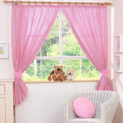 My Sweet Baby Gordijn Two Hearts Ruit/Fuchsia (2 stuks)