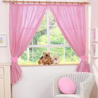 My Sweet Baby Gordijn Two Hearts Ruit/Fuchsia (2 stuks) - thumbnail