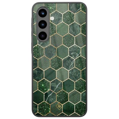 Samsung Galaxy A56 glazen hardcase - Kubus groen Samsung Galaxy A56 glazen hardcase - Kubus groen