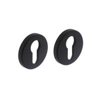 Intersteel rozetten met profielcilindergat verdekt 49x7mm - mat zwart - thumbnail