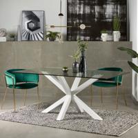 Kave Home glazen eettafel 'Argo' met wit onderstel, 160 x 90cm - thumbnail