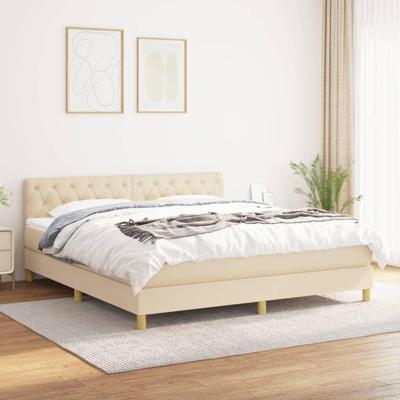 Boxspring met matras stof crèmekleurig 160x200 cm