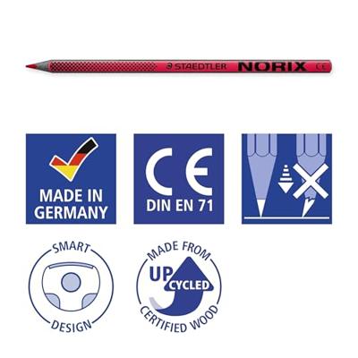 Staedtler Norix kleurpotlood, etui van 12 stuks, in geassorteerde kleuren