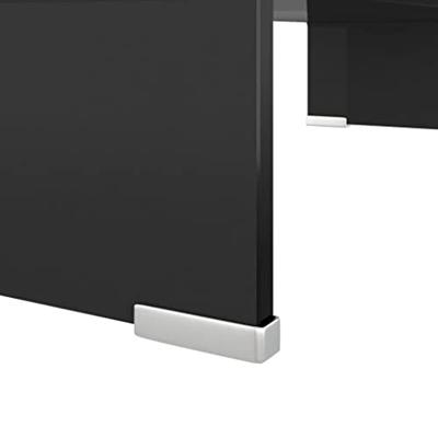 TV-meubel/monitorverhoger zwart 60x25x11 cm glas