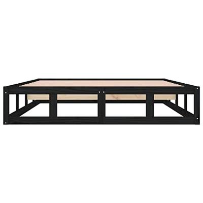 Bedframe massief hout zwart 160x200 cm