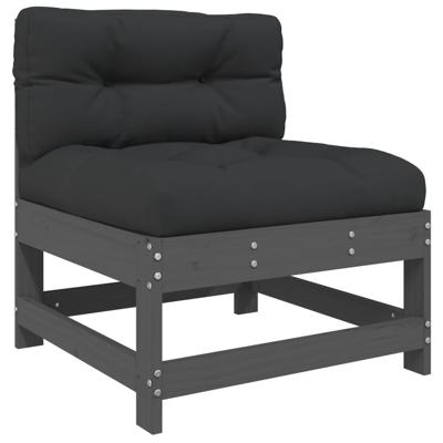 6-delige Loungeset met kussens massief hout grijs
