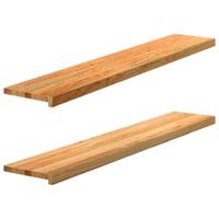 VidaXL Vensterbanken 2 st 140x30x2 cm massief eikenhout lichtbruin - thumbnail