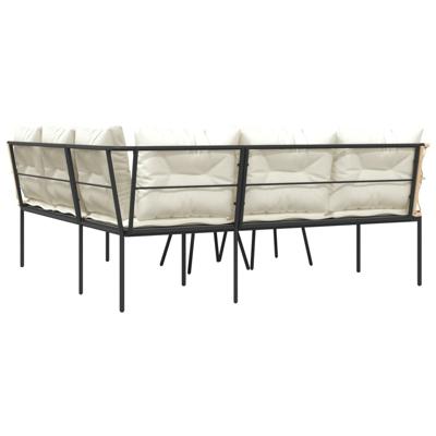 Loungeset met kussens staal en textileen zwart
