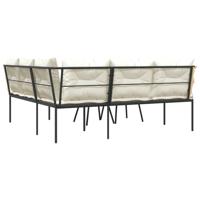 Loungeset met kussens staal en textileen zwart - thumbnail