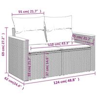 6-delige Loungeset met kussens poly rattan acacia beige - thumbnail