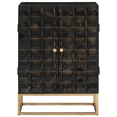 Dressoir 55x34x75 cm massief mangohout en ijzer zwart