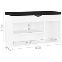 Schoenenbank met kussen 80x30x47 cm spaanplaat wit - thumbnail