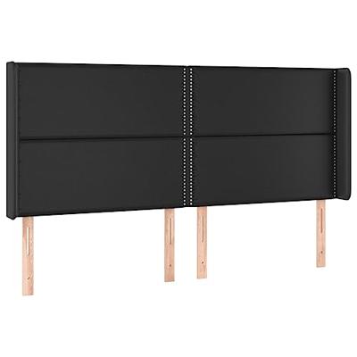 Hoofdbord met randen 163x16x118/128 cm kunstleer zwart - thumbnail