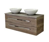 Sanicare Q12 badkamermeubel met grey-stone topblad 120 cm truffel - thumbnail