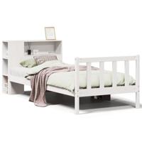 Bed met boekenkast zonder matras grenenhout wit 90x200 cm - thumbnail