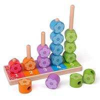 Bigjigs houten stapelspel bloemen, 16dlg. - thumbnail