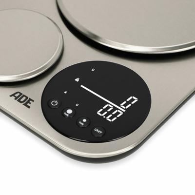 Digitale keukenweegschaal voor twee - ADE - ISABELLA - Roestvrij staal/Kunststof - 23x16,5 cm - Inclusief 3 AAA-batterijen Digitale keukenweegschaal voor twee - ADE - ISABELLA - Roestvrij staal/Kunststof - 23x16,5 cm - Inclusief 3 AAA-batterijen