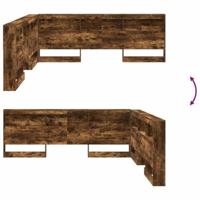 Opberghoofdbord met plank Gerookt eiken 180 cm Bewerkt hout - thumbnail