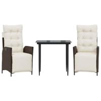 3-delige Tuinset met kussens poly rattan bruin - thumbnail