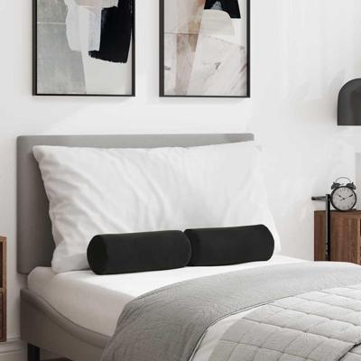 VidaXL Bolster kussens 2 stuks zwart ø 15 x 40 cm cordstof
