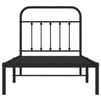 Bedframe met hoofdbord metaal zwart 90x190 cm - thumbnail