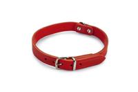 Lederen honden halsband rood - 52 cm x 20 mm - thumbnail