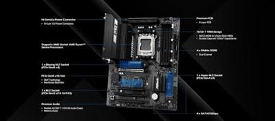 ASRock 90-MXBT60-A0UAYZ Moederbord Socket AMD AM5 Vormfactor ATX Moederbord chipset AMD® X870