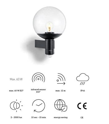 Steinel Bollamp met bewegingsmelderL400S - 611019
