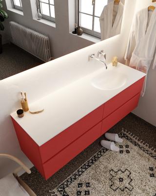 Mondiaz Vica 150cm badmeubel fire 4 lades wastafel Moon rechts zonder kraangat Mondiaz Vica 150cm badmeubel fire 4 lades wastafel Moon rechts zonder kraangat