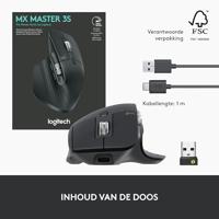 Logitech MX Master 3S Ergonomische muis Bluetooth, Radiografisch Optisch Grafiet 7 Toetsen 8000 dpi Afneembare kabel, Ergonomisch, Intelligent scrollwiel, - thumbnail