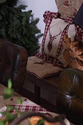 Clayre & Eef Stoelkussen Foam 40x40 cm Beige Rood Katoen Vierkant