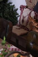 Clayre & Eef Stoelkussen Foam 40x40 cm Beige Rood Katoen Vierkant - thumbnail