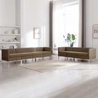 vidaXL 7-delig Bankstel stof bruin - thumbnail