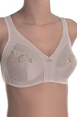 Sassa Mode soft Bh zonder beugel - 12906 - Brede bandjes - bh Grote maten - Wit - Huidskleur