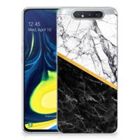 Samsung Galaxy A80 | TPU | Siliconen hoesje | Marmer Wit Zwart - Origineel Cadeau Man - thumbnail