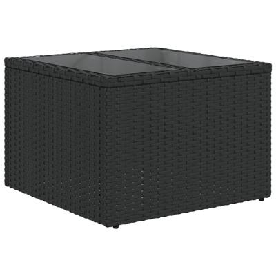 5-delige Loungeset met kussens poly rattan zwart - thumbnail