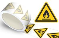 Waarschuwingssticker ntvlambare stoffen, op rol - 50 mm breed - 225 stickers - thumbnail