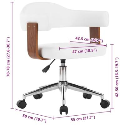 Eetkamerstoel draaibaar gebogen hout en kunstleer wit Eetkamerstoel draaibaar gebogen hout en kunstleer wit