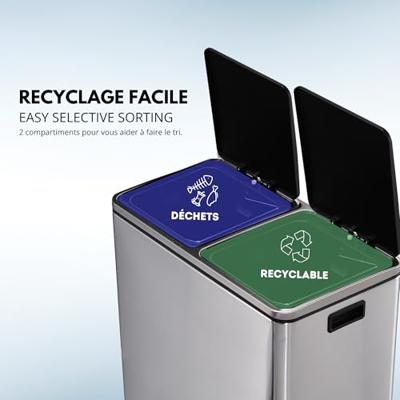 KITCHEN MOVE Keukenbak met selectief sorteerpedaal - Staal 60L (30 + 30) MAJOR