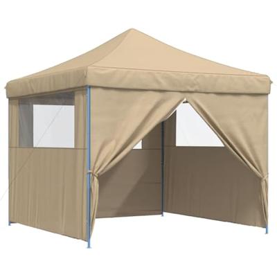 VidaXL Partytent inklapbaar pop-up met 4 zijwanden beige